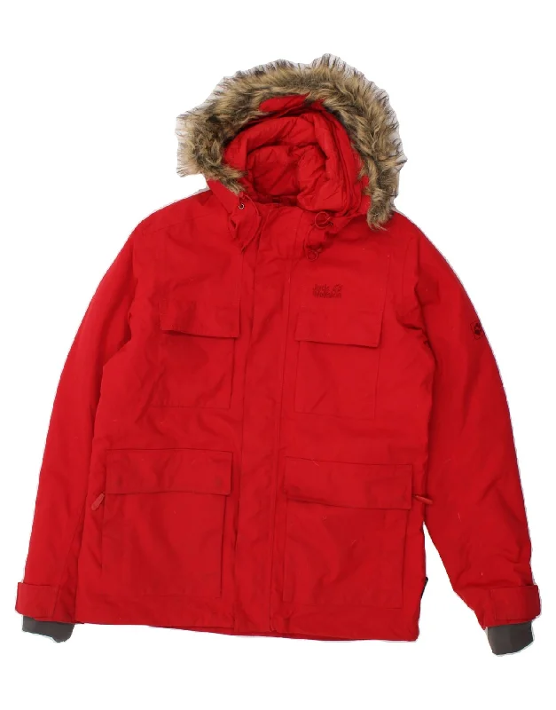 Men's Coats for All SeasonsJACK WOLFSKIN Mens Hooded Windbreaker Jacket UK 36/38 Small Red Polyamide