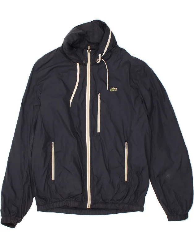 Men's Coats for Ice FishingLACOSTE Mens Rain Jacket IT 52 XL Navy Blue Polyamide