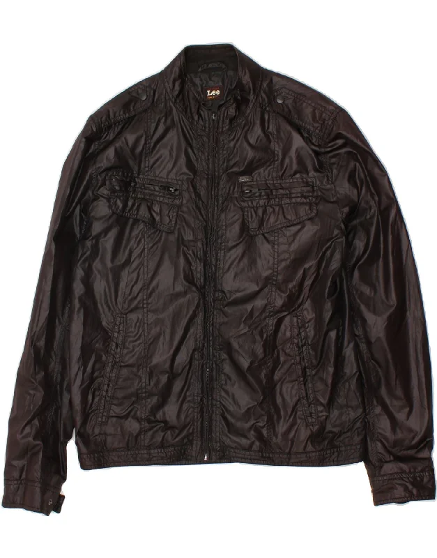 Men's Coats with Relaxed FitsLEE Mens Bomber Jacket UK 40 Large Brown Polyamide