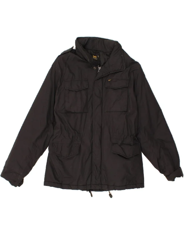 Men's Coats with Chest PocketsLEE Mens Utility Jacket UK 38 Medium Black Polyamide