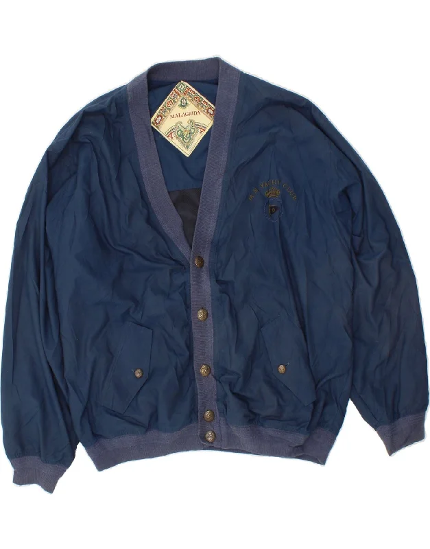 Men's Coats for Short MenMALAGRIDA Mens Bomber Jacket UK 44 2XL Navy Blue Polyamide