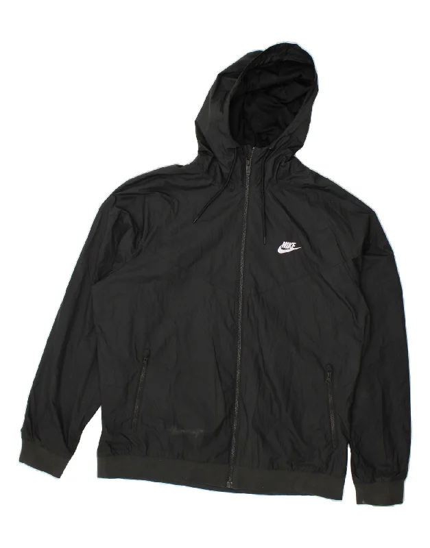 Men's Coats for Skinny MenNIKE Mens Hooded Rain Jacket UK 42 XL Black Polyester