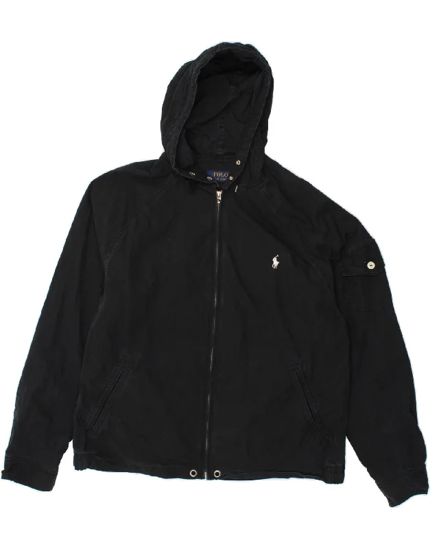 Men's Coats with Ripstop FabricPOLO RALPH LAUREN Mens Hooded Bomber Jacket UK 42 XL Navy Blue Cotton