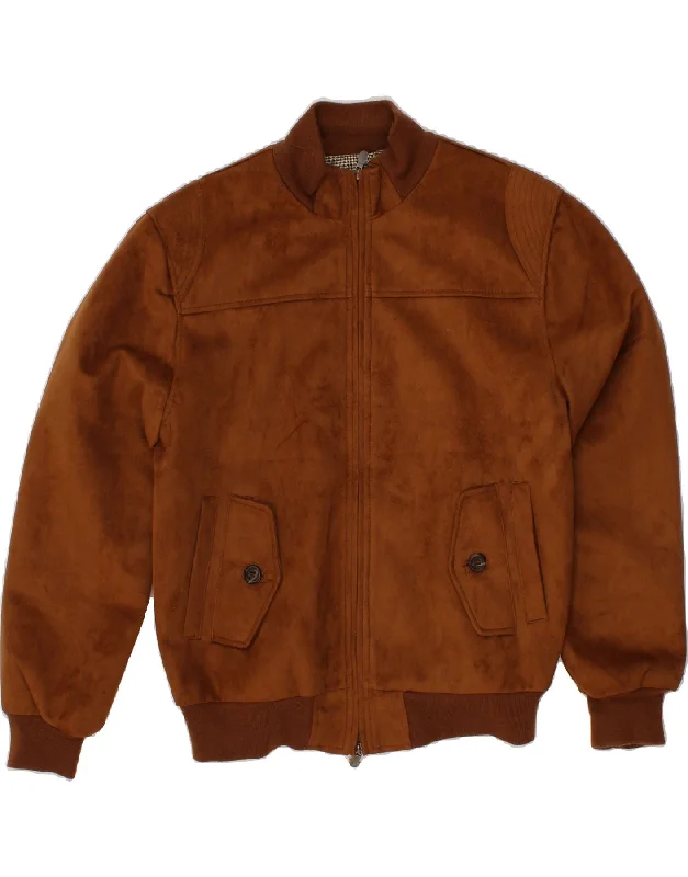 Men's Coats for SpringREPORTAGE Mens Bomber Suede Jacket UK 42 XL Brown