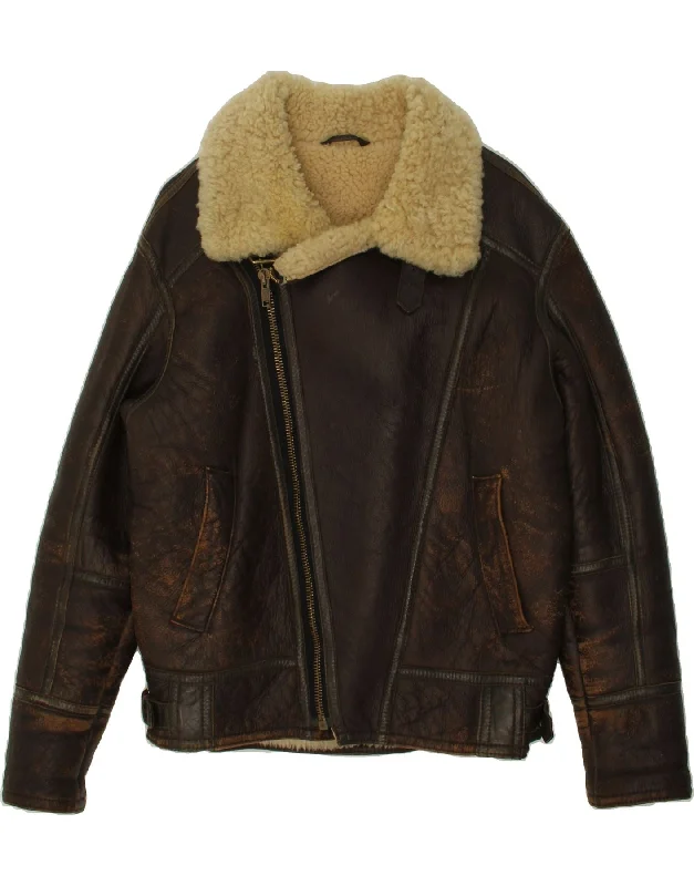 Trendy Men's Anorak JacketsRIVER ISLAND Mens Shearling Jacket UK 38 Medium Brown Leather