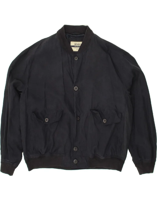 Men's Coats Made in ItalySHADO Mens Bomber Jacket  IT 54 2XL Navy Blue Polyester