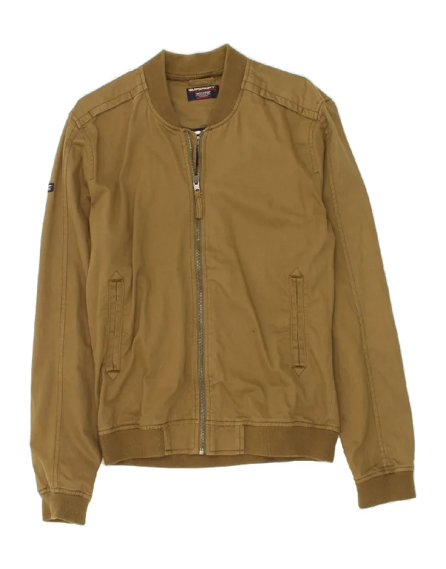 Men's Coats for Winter SportsSUPERDRY Mens Bomber Jacket UK 40 Large Brown Cotton
