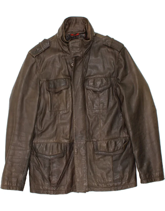 Comfortable Men's ParkasTOMMY HILFIGER Mens Leather Jacket UK 40 Large Brown Leather Comfortable Men's ParkasTOMMY HILFIGER Mens Leather Jacket UK 40 Large Brown Leather