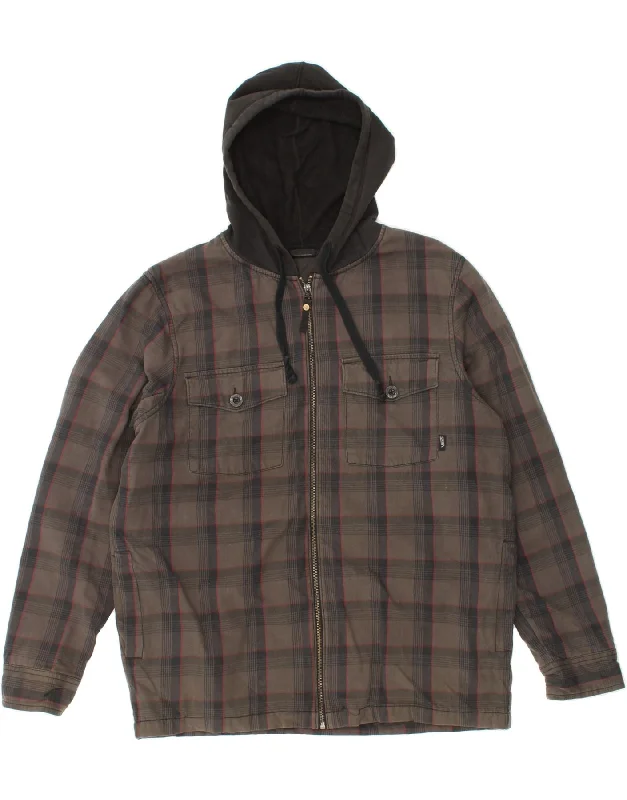 Men's Coats with Wind-Resistant FabricVANS Mens Hooded Utility Jacket UK 40 Large Grey Check Cotton Men's Coats with Wind-Resistant FabricVANS Mens Hooded Utility Jacket UK 40 Large Grey Check Cotton