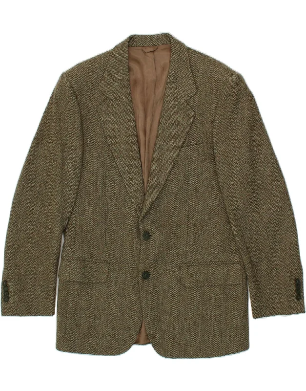 Winter-Ready Men's CoatsVINTAGE Mens 2 Button Blazer Jacket IT 46 Small Green Herringbone Wool Winter-Ready Men's CoatsVINTAGE Mens 2 Button Blazer Jacket IT 46 Small Green Herringbone Wool