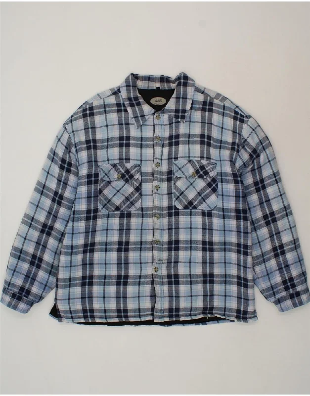 Men's Coats for Outdoor ActivitiesVINTAGE Mens Bomber Jacket Size 43/44 XL Blue Check Men's Coats for Outdoor ActivitiesVINTAGE Mens Bomber Jacket Size 43/44 XL Blue Check
