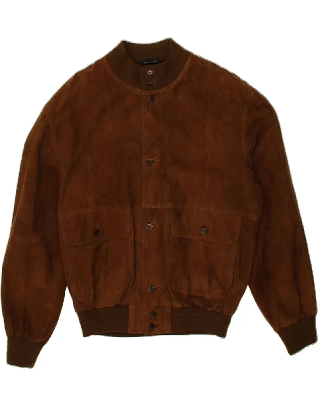 Men's Coats for WorkVINTAGE Mens Bomber Suede Jacket  IT 52 XL Brown Leather