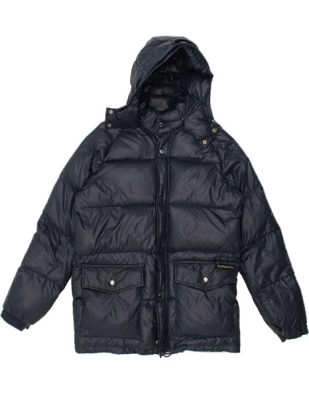 Men's Coats Made in ItalyVINTAGE Mens Hooded Padded Jacket UK 38 Medium Navy Blue Polyamide Men's Coats Made in ItalyVINTAGE Mens Hooded Padded Jacket UK 38 Medium Navy Blue Polyamide