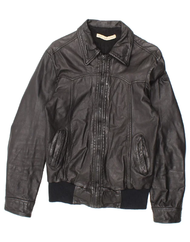 Men's Coats for Outdoor ActivitiesVINTAGE Mens Leather Jacket IT 46 Small Black Leather Men's Coats for Outdoor ActivitiesVINTAGE Mens Leather Jacket IT 46 Small Black Leather