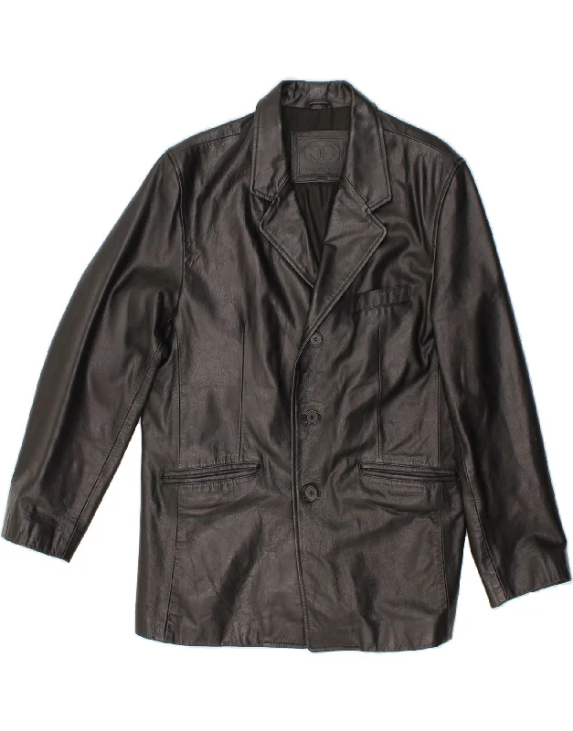 Men's Coats with ButtonsVINTAGE Mens Leather Jacket UK 40 Large Black Leather