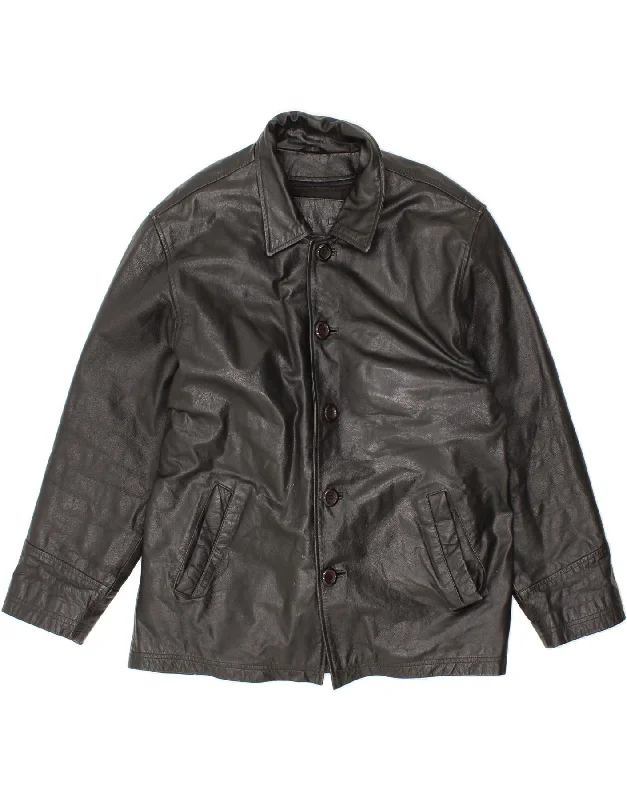 Men's Coats for RunningVINTAGE Mens Leather Jacket UK 40 Large Black Leather