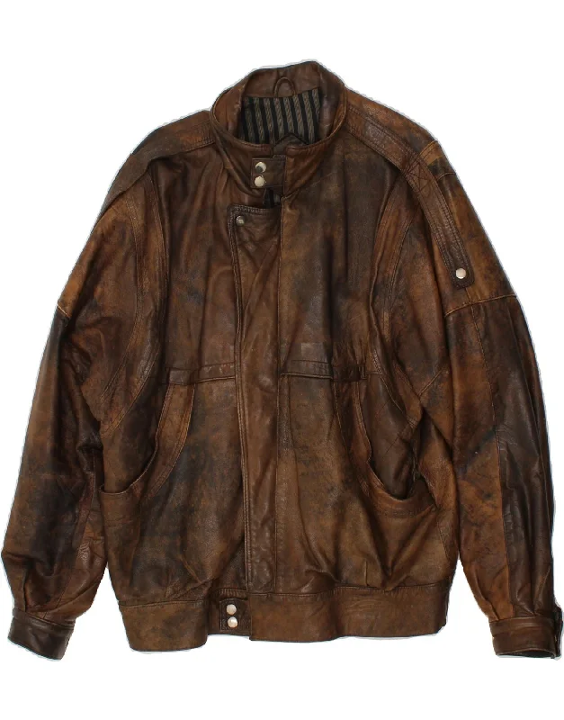 Affordable Men's Winter CoatsVINTAGE Mens Leather Jacket UK 40 Large Brown Leather