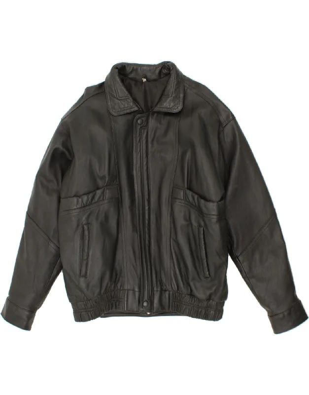 Modern Men's Field JacketsVINTAGE Mens Leather Jacket UK 42 XL Black