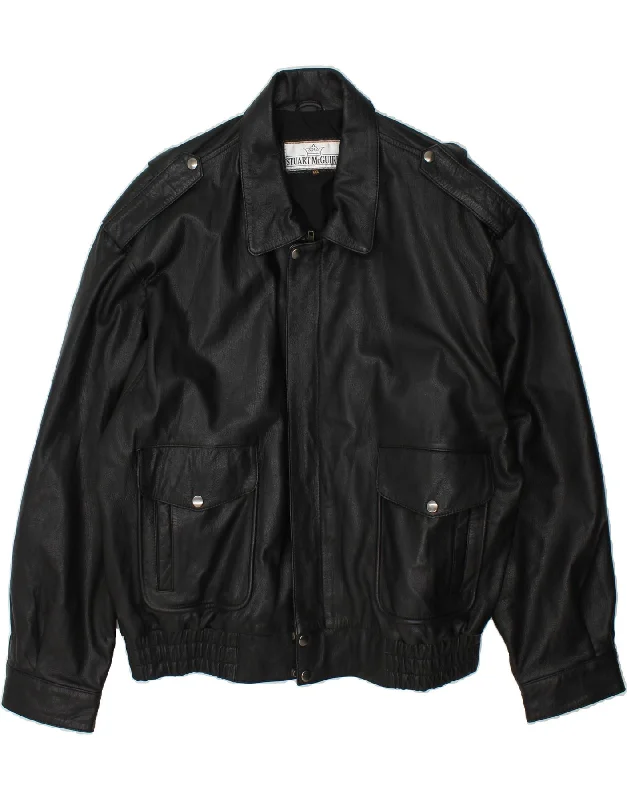Men's Coats with Relaxed FitsVINTAGE Mens Leather Jacket UK 44 2XL Black Leather