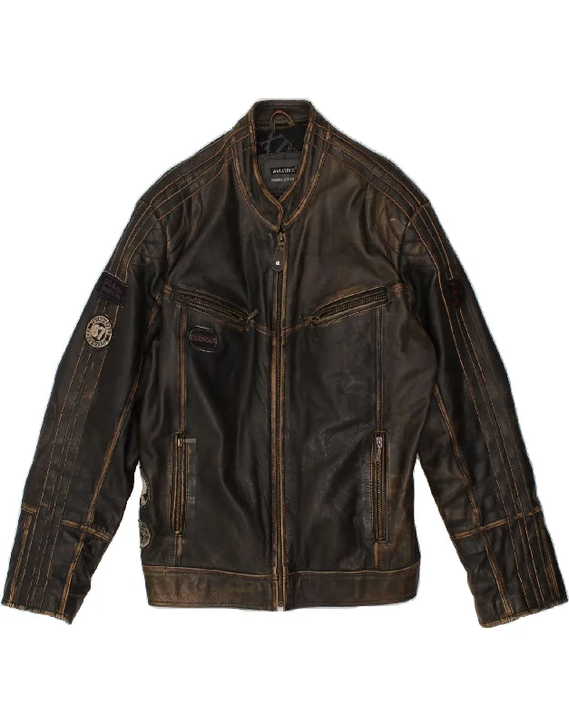 Men's Coats for SkiingVINTAGE Mens Leather Jacket UK 44 2XL Black Leather