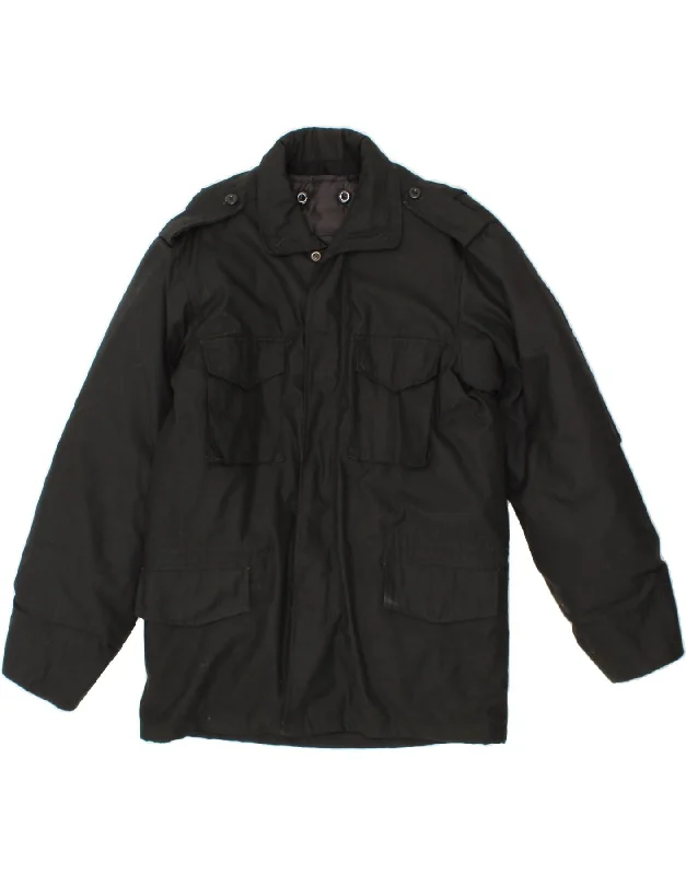 Versatile Men's Pea CoatsVINTAGE Mens Military Jacket UK 40 Large Black Nylon