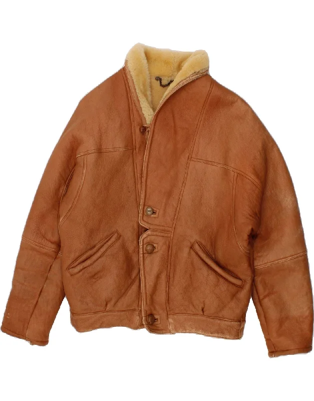 Best Men's Leather CoatsVINTAGE Mens Shearling Jacket IT 50 Large Brown Shearling