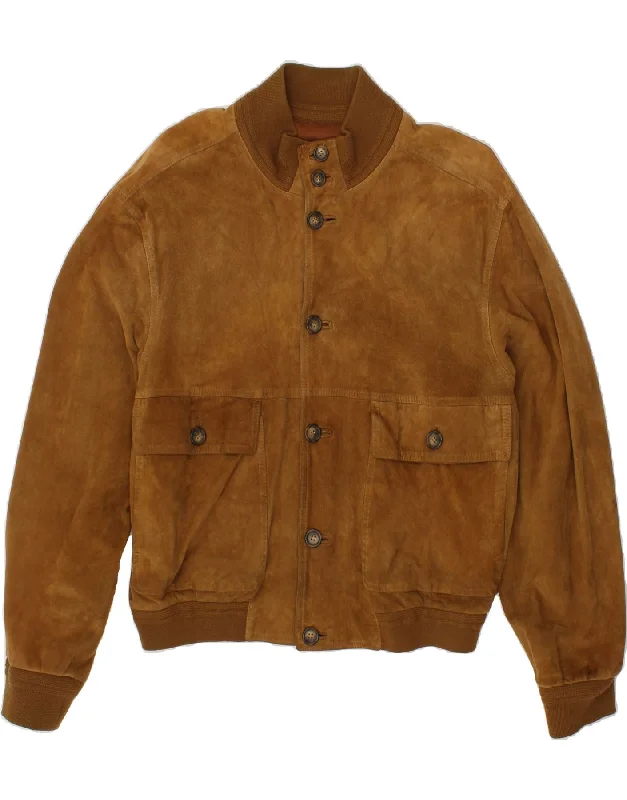 Men's Coats with Velcro ClosuresVINTAGE Mens Suede Bomber Jacket IT 50 Large Brown Leather Men's Coats with Velcro ClosuresVINTAGE Mens Suede Bomber Jacket IT 50 Large Brown Leather