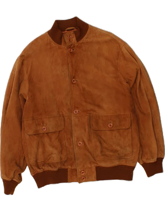 Men's Coats with VentilationVINTAGE Mens Suede Bomber Jacket IT 54 2XL Brown Leather Men's Coats with VentilationVINTAGE Mens Suede Bomber Jacket IT 54 2XL Brown Leather